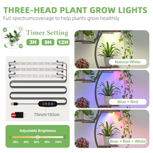Acnusik Plant Stand Indoor with Grow Lights 63 Tall Lighted Indoor Plant Shelf for Multiple Plants 7Tier Metal Plant Rack Corner Indoor Flower Stand Display for Living Room Home Patio Balcony - Image 3
