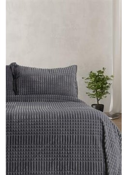 MERINOS Modern Line 3 Piece Double Blanket Set Dark Grey  - Image 1