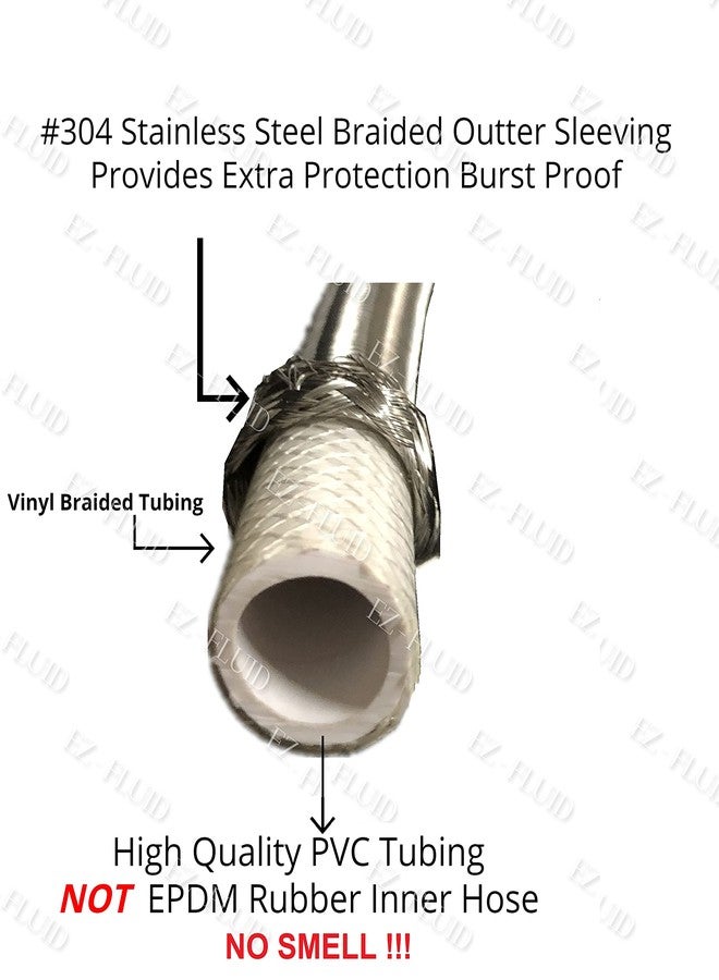 EZ-FLUID وصلة تمديد صنبور من الفولاذ المقاوم للصدأ المضفر، مقاس 20 بوصة × 3/8 بوصة، من EZ-Fluid Plumbing، موصل أنثى ضغط إلى 3/8 بوصة ضغط أنثى، وصلة خرطوم إمداد صنبور، تناسب وصلة ذكر ضغط 3/8 بوصة (عبوة واحدة). - Image 3