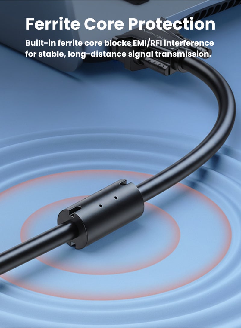 مينديبوريت كابل Mindpure VGA بطول 3 متر مع حلقات فيريت (مانع للتداخل)، كابل شاشة VGA إلى VGA (ذكر إلى ذكر)، يدعم 1080p، متوافق مع الكمبيوتر واللابتوب والبروجكتور والشاشات - Image 3