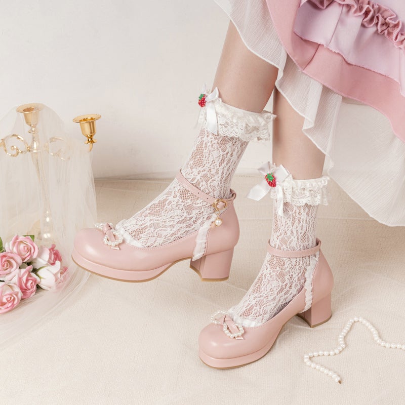Sweet Soft Sister Shallow Mouth 2025 Lolita Student 28-43 Big Child Princess Lo Shoes Bow Pearl Shoes - Image 5