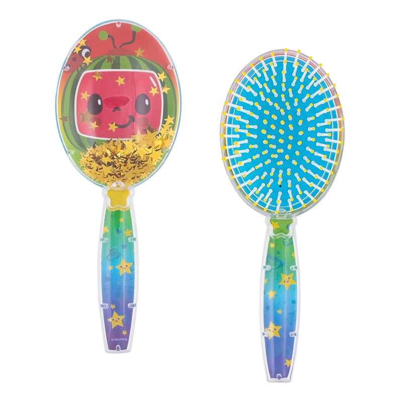 CoComelon Hair Brush with Magical Sparkling Stars Confetti Hair Brush Green  Kids Hair Brush Ages 3