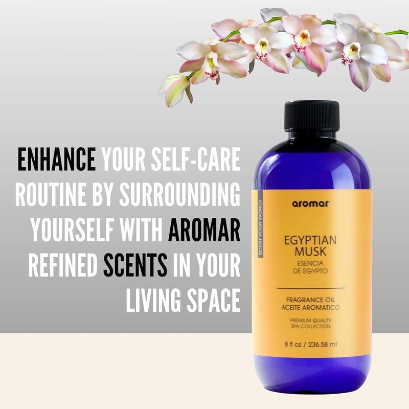 aromar Premium Fragrance Oil, Long-Lasting, Refreshing Uplifting Aroma for Aromatherapy, Relaxation & Household Uses. Egyptian Musk - 8oz - Image 3
