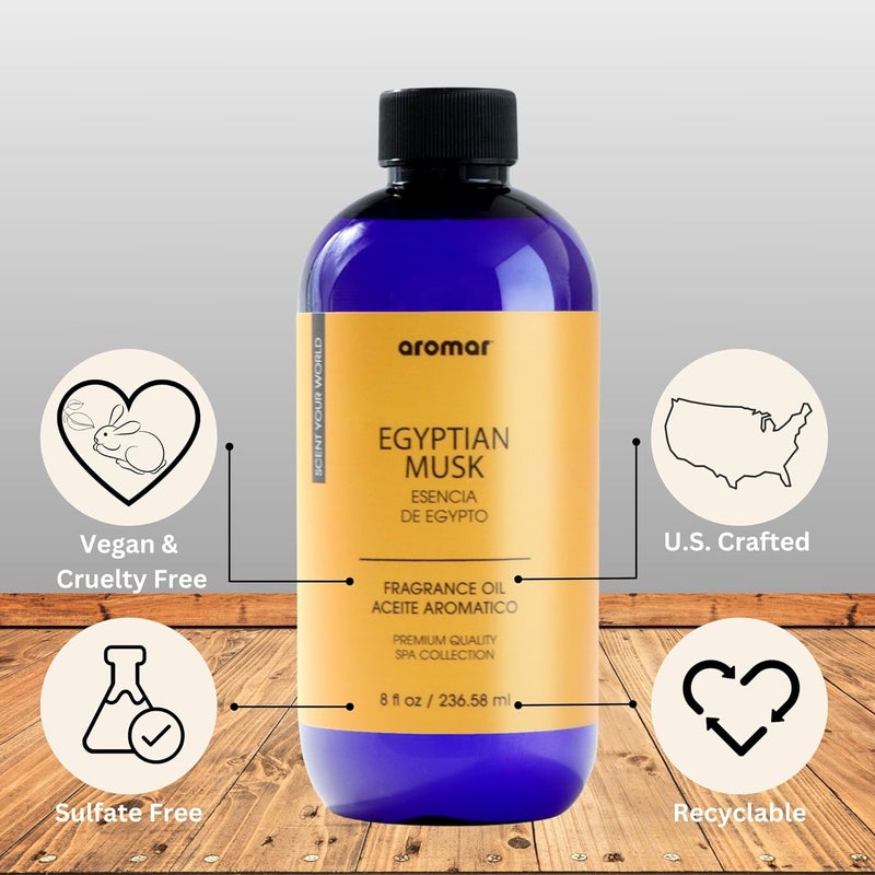 aromar Premium Fragrance Oil, Long-Lasting, Refreshing Uplifting Aroma for Aromatherapy, Relaxation & Household Uses. Egyptian Musk - 8oz - Image 2