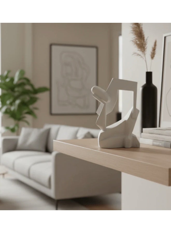 أي كي دي سي ديكور تجريدي فريد وأنيق من مادة البولي ريزين من AKDC - قطعة فنية عصرية فاخرة تُضفي لمسة جمالية على ديكورات المنزل الداخلية، أبيض، 26 سم - Image 2