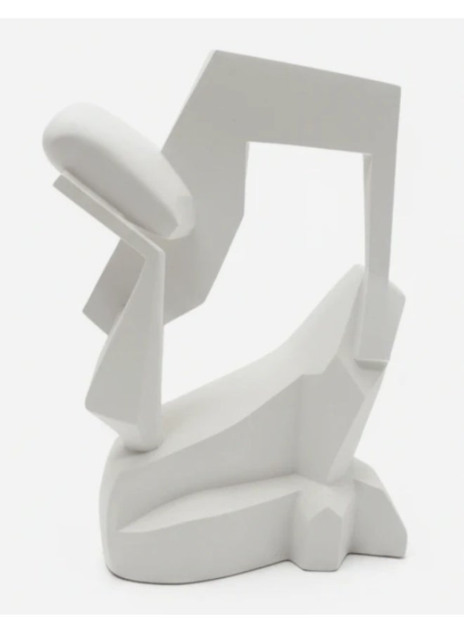 أي كي دي سي ديكور تجريدي فريد وأنيق من مادة البولي ريزين من AKDC - قطعة فنية عصرية فاخرة تُضفي لمسة جمالية على ديكورات المنزل الداخلية، أبيض، 26 سم - Image 1
