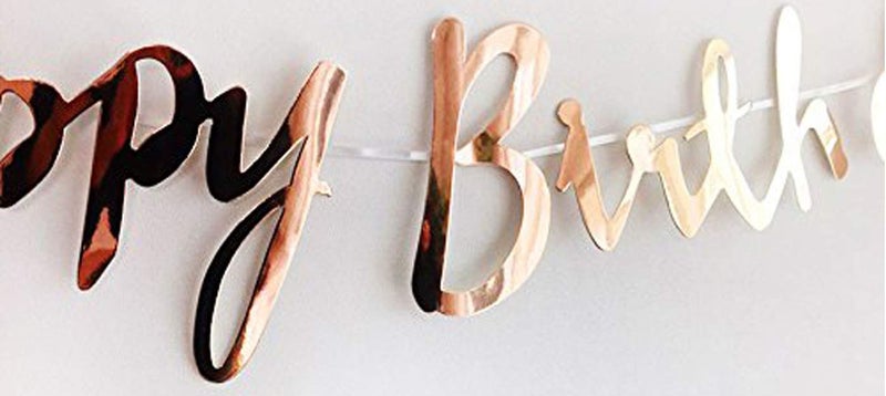 Balloonistics Birthday card board banner with shiny foil covering for decoration (rose gold) - Image 5