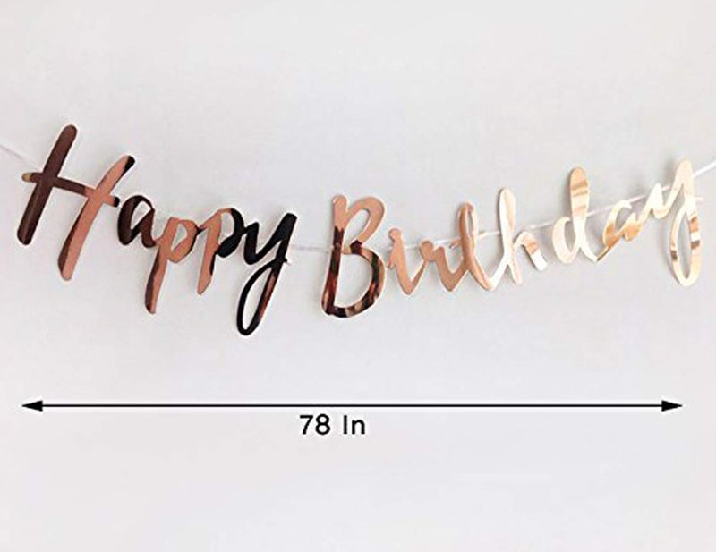 Balloonistics Birthday card board banner with shiny foil covering for decoration (rose gold) - Image 2