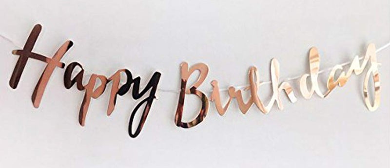 Balloonistics Birthday card board banner with shiny foil covering for decoration (rose gold) - Image 1