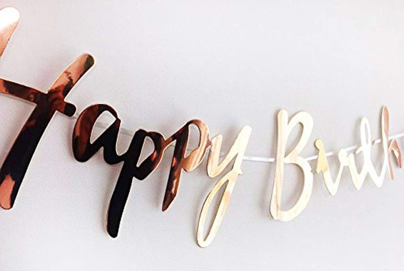 Balloonistics Birthday card board banner with shiny foil covering for decoration (rose gold) - Image 3