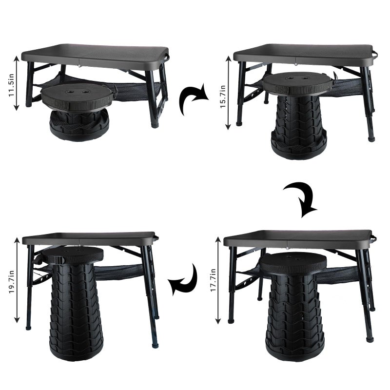 ZTMT Folding Table and Stool, Small, Black, 4 Foot Outdoor Portable Table, Adjustable Height, Camping, Picnic, RV Table, 55lbs Load-Bearing, Lightweight - Image 3