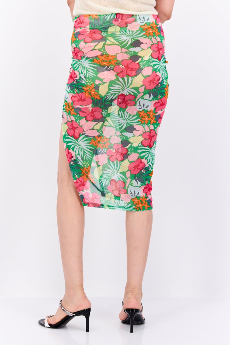 Dippin' Daisy's Women Floral Printed Basic Midi Skirt, Green Combo - Image 3