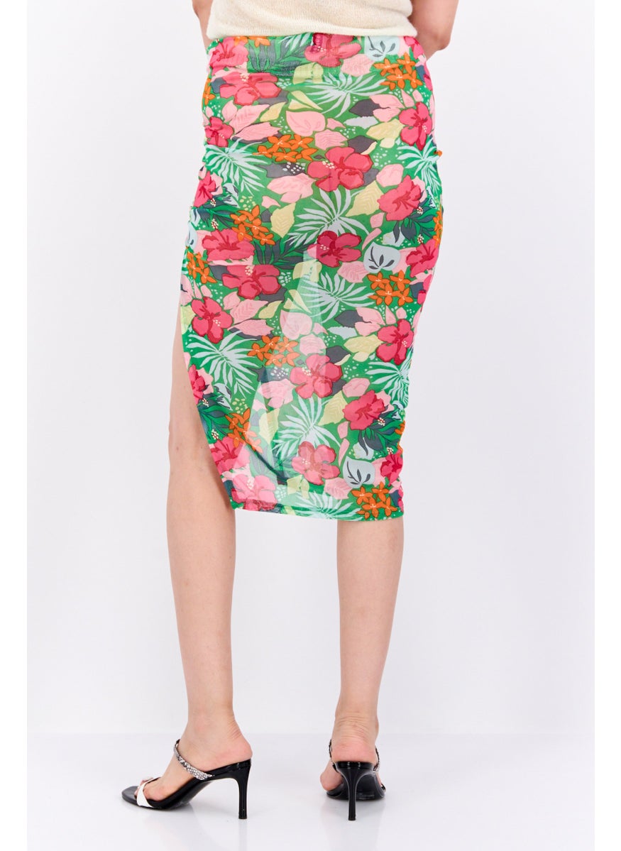 Women Floral Printed Basic Midi Skirt, Green Combo - pzsku/Z04B5E82C7FD06229F598Z/45/_/1727187705/498210e3-d5f1-4d09-bffa-988307b8f4db