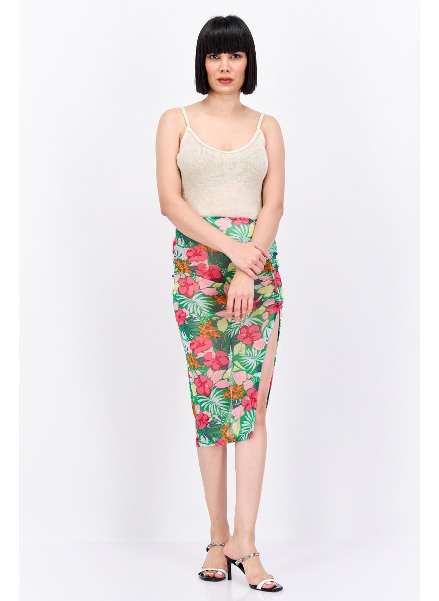 Women Floral Printed Basic Midi Skirt, Green Combo - pzsku/Z04B5E82C7FD06229F598Z/45/_/1728336015/7c5f805d-b043-4525-aad1-2774aa01b7a1