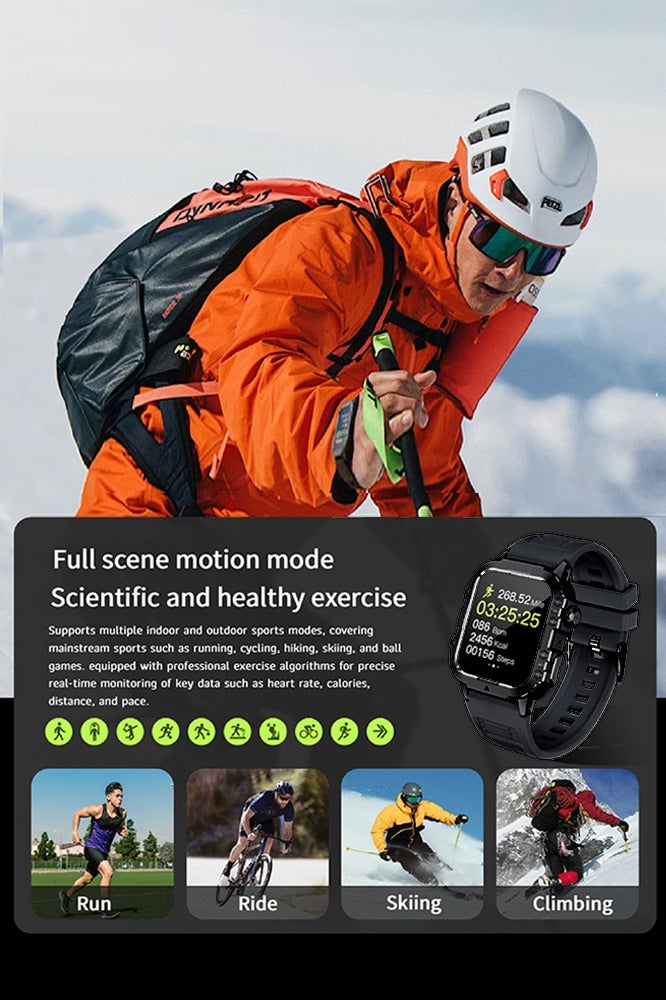 سوار ساعة ذكية بشاشة ملونة عالية الدقة ووظيفة الاتصال عبر البلوتوث ومصباح يدوي ووضع رياضي كامل المشهد - Image 3