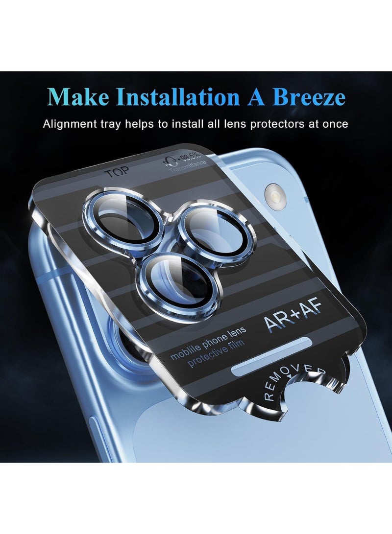 Aookay for iPhone 18 Pro Max Camera Lens Protector,  [1 Step Installation] Camera Screen Protector, Scratch-Resistant Ultra-thin Tempered Glass with Metal Edging Case Friendly (Blue) - Image 4