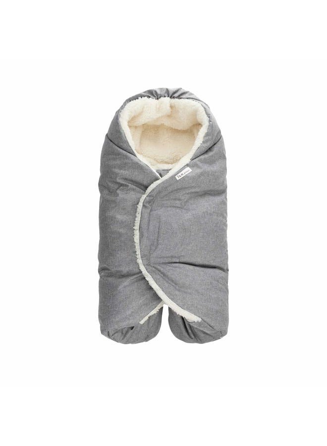 7 A.M. 7AM Baby Car Seat Blanket - Multifunctional Car Seat Cover for Toddlers, Winter Stroller & Car Seat Swaddle Blanket, Micro-Fleece & Plush Lined Warm Carseat Cover | (Heather Grey, Large 6-18M) - Image 1