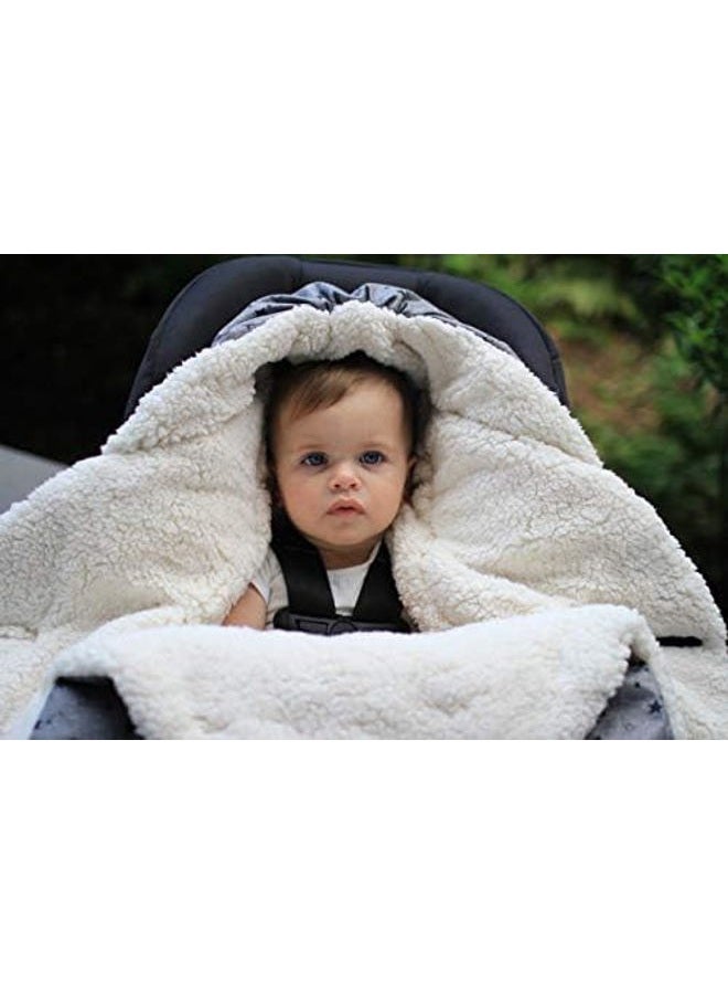 7 A.M. 7AM Baby Car Seat Blanket - Multifunctional Car Seat Cover for Toddlers, Winter Stroller & Car Seat Swaddle Blanket, Micro-Fleece & Plush Lined Warm Carseat Cover | (Heather Grey, Large 6-18M) - Image 2