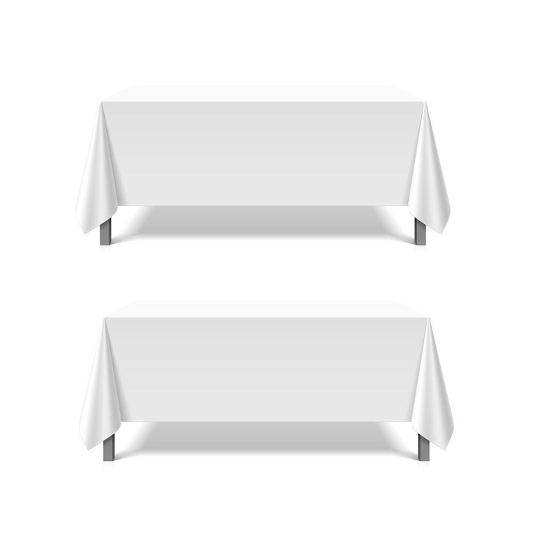 Pomp Pomp Pure White 90 x 156 Poplin Polyester Tablecloth 2 Pack  Wrinkle  Stain Resistant Easy Care Premium Fabric  Fits 8FT Rectangle Table 