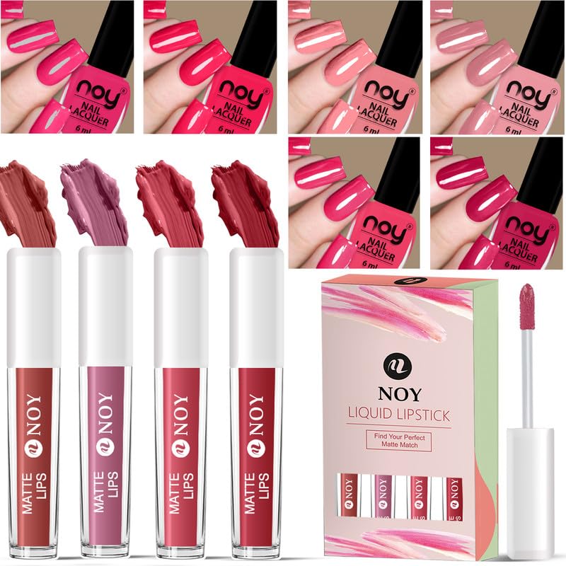 Noy Nail Paint Combo 136 Glam Essentials Combo HighImpact Nail Paint Liquid Lipstick For AllDay Radiance - Image 1