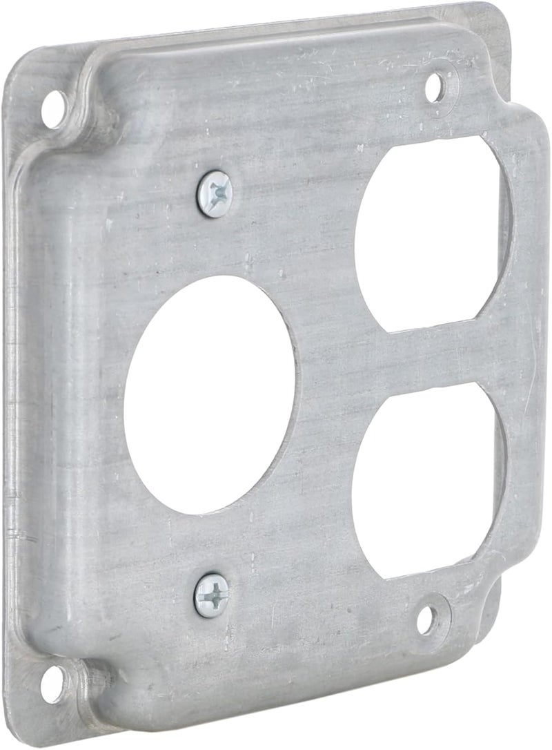 RACO 4 in. Square Cover, Exposed Work, Duplex/1.406 in. Dia. Receptacle - Image 1