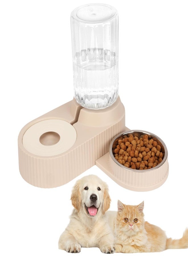 KRESHU Automatic Drinking Feeder Pet Bowl Stand | Double Pet Bowl Dog Water Pet Drinking Feeder Food and Water Bowls Stand Pet Beige Bowls 500g Solid Pattern Modern Style for Cats (1-Piece) - Image 1