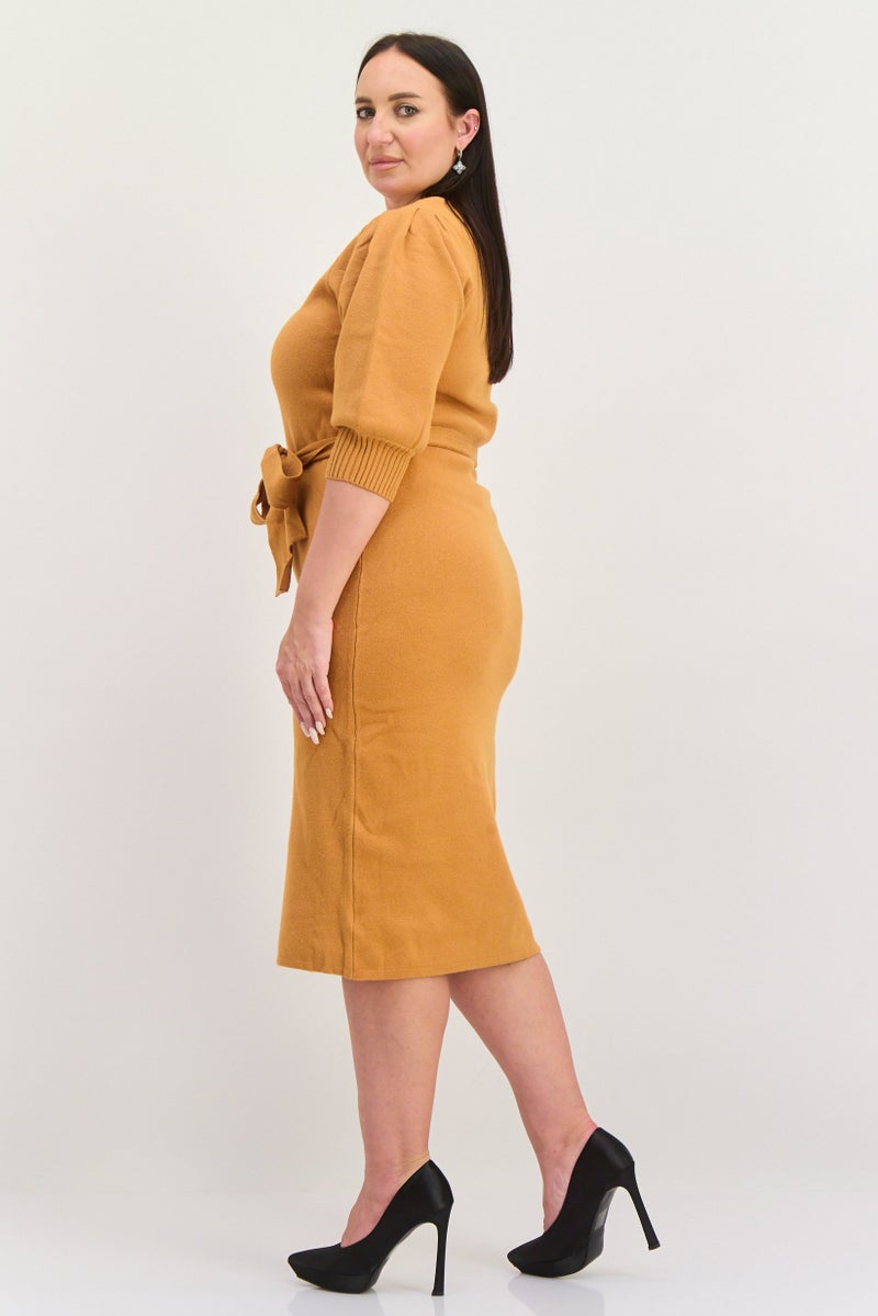 Betsey Johnson فستان سترة محبوك للنساء، بني - Image 4