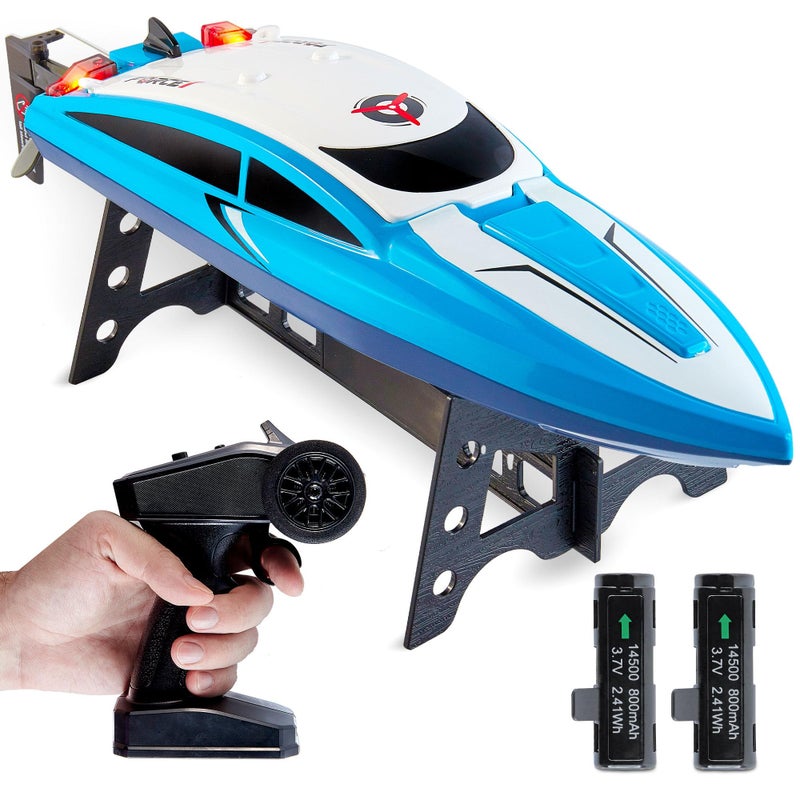 Force1 Velocity Blue Fast RC Boat- Remote Control Boats for Adults and Kids, Underwater Speed Racing Mini RC Boats for Pools and Lakes, 2.4GHZ Transmitter, 2 Rechargeable Batteries, Low Battery Alert - Image 1