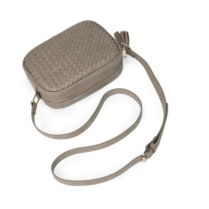 AFKOMST Woven Crossbody Bags for Women Small Summer Purse and Boho Cross Body Handbag with Tassel, Vegen Leather, Taupe - Image 2