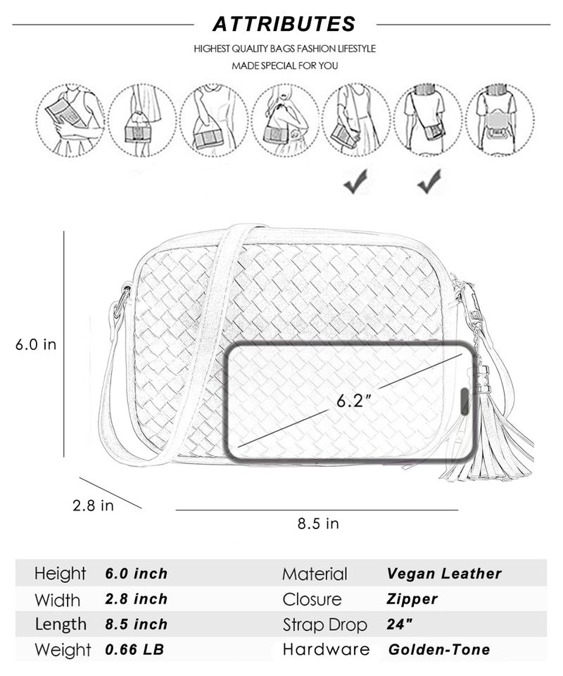 AFKOMST Woven Crossbody Bags for Women Small Summer Purse and Boho Cross Body Handbag with Tassel, Vegen Leather, Taupe - Image 5