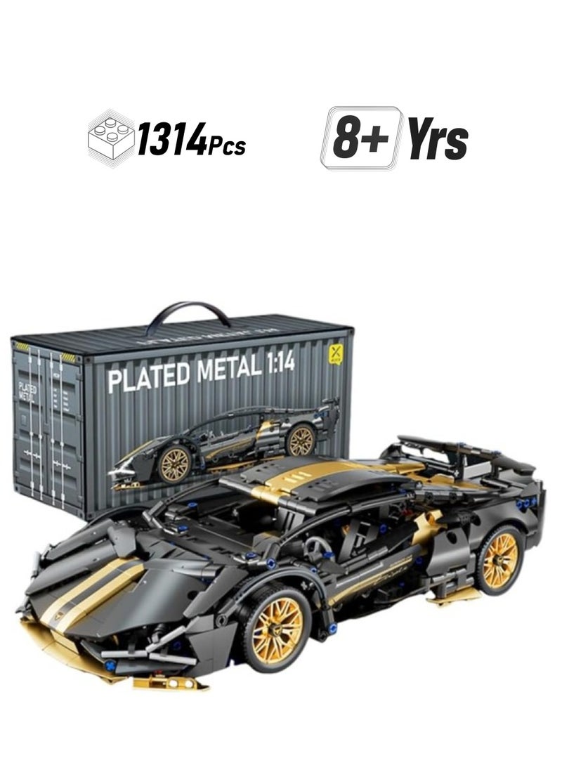 General Sports Racing Building Block Set for Adults & Kids, Collectible Black Racing Supercar Toy Kit 1:14 MOC Model, Construction, Gifts  - Image 1