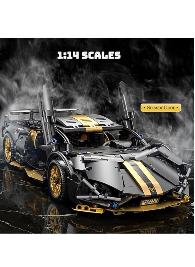 General Sports Racing Building Block Set for Adults & Kids, Collectible Black Racing Supercar Toy Kit 1:14 MOC Model, Construction, Gifts  - Image 2
