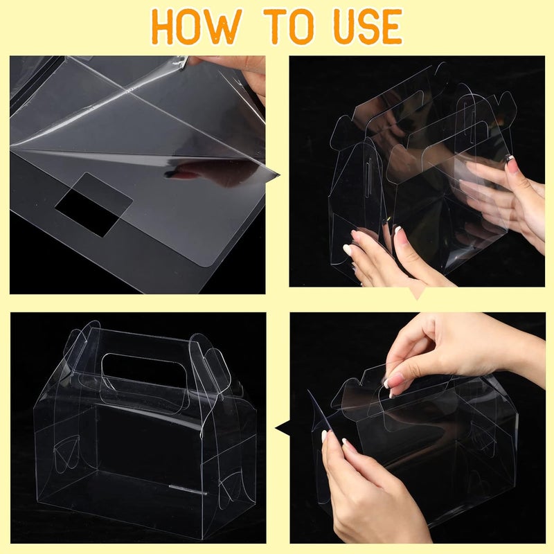 Macarrie 50 عبوة صناديق هدايا مخبوزات شفافة لصندوق الحلوى هدايا حفلات بلاستيكية للحلويات والبسكويت عيد الميلاد حفلات الزفاف عيد الشكر عيد الحب 63 × 35 × 32 بوصة - Image 3