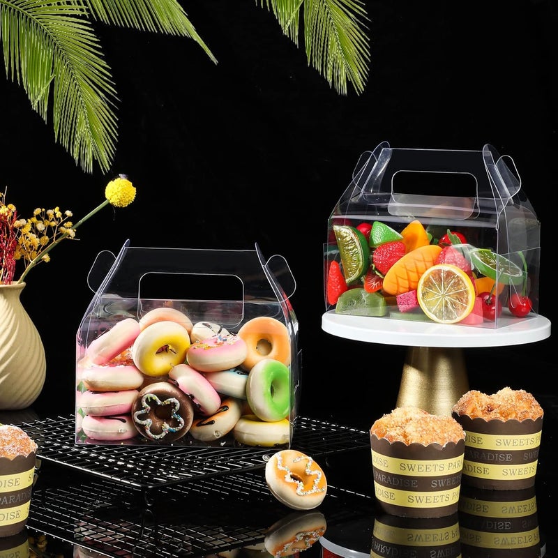 Macarrie 50 عبوة صناديق هدايا مخبوزات شفافة لصندوق الحلوى هدايا حفلات بلاستيكية للحلويات والبسكويت عيد الميلاد حفلات الزفاف عيد الشكر عيد الحب 63 × 35 × 32 بوصة - Image 5