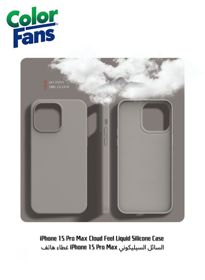 Color Fans iPhone 15 Pro Max Cloud Feel Liquid Silicone Case - Sleek Charcoal Gray
