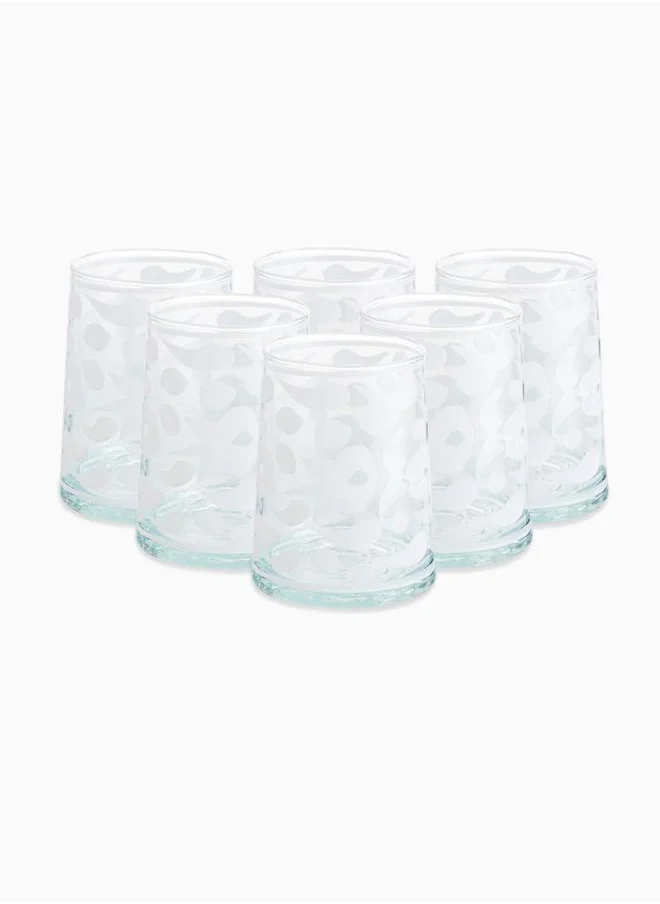 Silsal 6 Flared Glasses Decorated With Flowers (M)