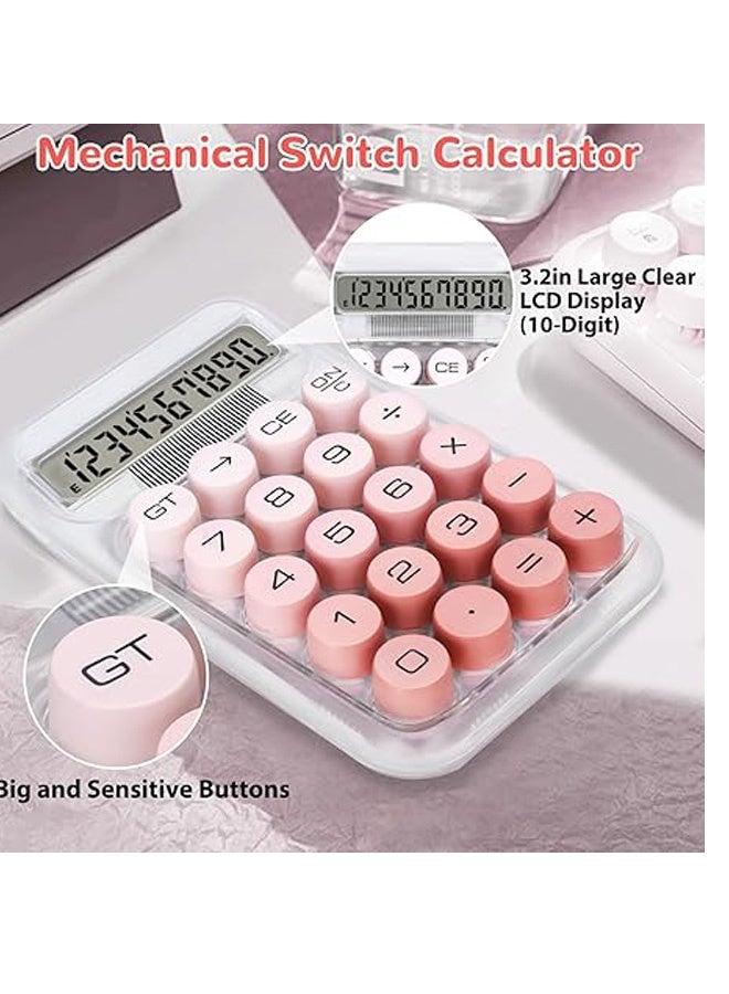 Photon آلة حاسبة مكتبية أنيقة، آلة حاسبة ميكانيكية كبيرة متدرجة الألوان، مزودة بشاشة LCD، مزودة بأزرار كبيرة من 10 أرقام وشاشة LCD، آلة حاسبة مكتبية بسيطة وأساسية للوازم المكتبية التجارية (وردي) - Image 4