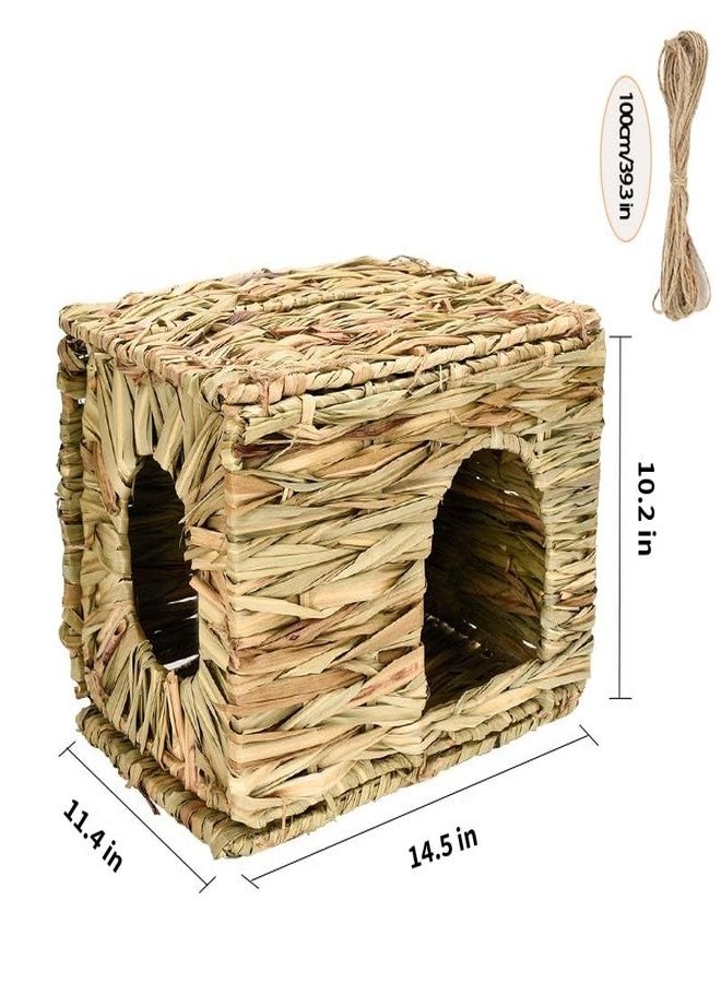 S SANGLE SOPFFY Grass House for Rabbits,Sangle Sopffy,Hand Woven Bunny Grass House,Natural Grass Hideaway for Bunny Guinea Pig Chinchilla Ferret Hamster Squirrel with Rabbit Chew Toys (2 Pack, 14.5*11.4*10.2inch) - Image 2