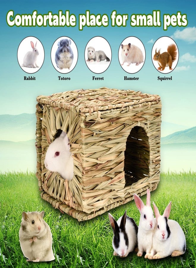 S SANGLE SOPFFY Grass House for Rabbits,Sangle Sopffy,Hand Woven Bunny Grass House,Natural Grass Hideaway for Bunny Guinea Pig Chinchilla Ferret Hamster Squirrel with Rabbit Chew Toys (2 Pack, 14.5*11.4*10.2inch) - Image 3