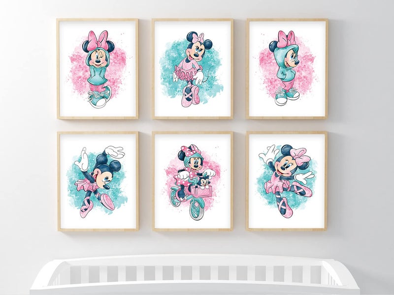 NistioÂ® Minnie Mouse Wall Prints, Minnie Mouse Wall Art for Girls, Minnie Mouse Wall DÃ©cor, Set of 9, 8x10 inches (Unframed) - Image 4
