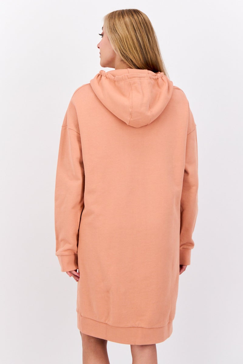 Lyle & Scott Women Embroidered Logo Hooded  Sweater Dress, Dusty Peach - Image 2