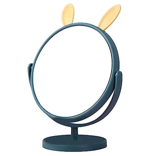 Mockery® Desktop Makeup Mirror Rabbit Ear Cosmetic Vanity Mirror for Girls Practical Adjustable 360 Degree Rotating Mirror with Green Rabbit Ear Design - Image 1
