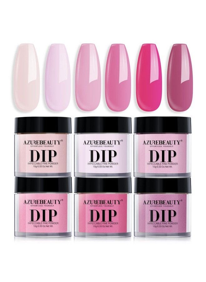 AZUREBEAUTY Pink Dip Powder Nail Set 6 Colors Lighthot Pink Cherry Blossom Matte&Glossy Shades Dipping Powder Starter Kit French Nail Art Manicure Diy Salon No Need Nail Lamp Cured  - Image 2
