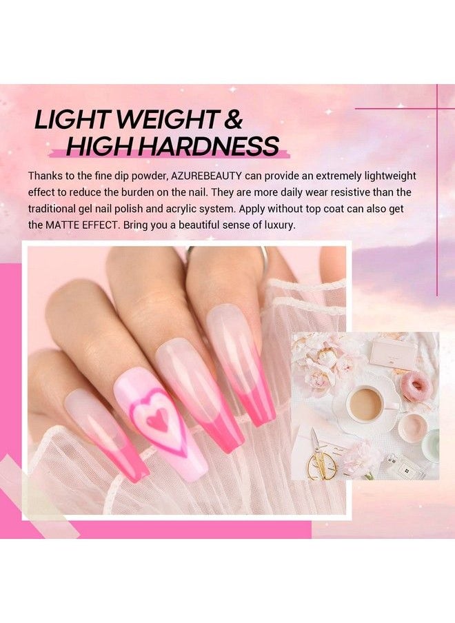 AZUREBEAUTY Pink Dip Powder Nail Set 6 Colors Lighthot Pink Cherry Blossom Matte&Glossy Shades Dipping Powder Starter Kit French Nail Art Manicure Diy Salon No Need Nail Lamp Cured  - Image 3