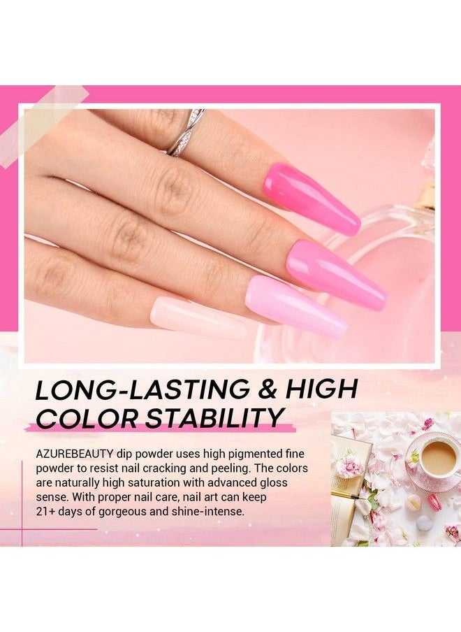 AZUREBEAUTY Pink Dip Powder Nail Set 6 Colors Lighthot Pink Cherry Blossom Matte&Glossy Shades Dipping Powder Starter Kit French Nail Art Manicure Diy Salon No Need Nail Lamp Cured  - Image 4