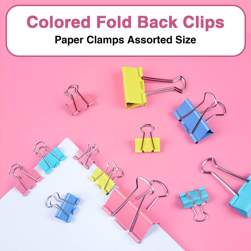 XILILAI Binder Clips, 100PCS Large Binder Clip Assorted Sizes, Medium Small Binder Clips for Paperwork, Bulldog, Office Clips, Paper Clamps, Colorful Binder Clip Set for Office and School Supplies - Image 2