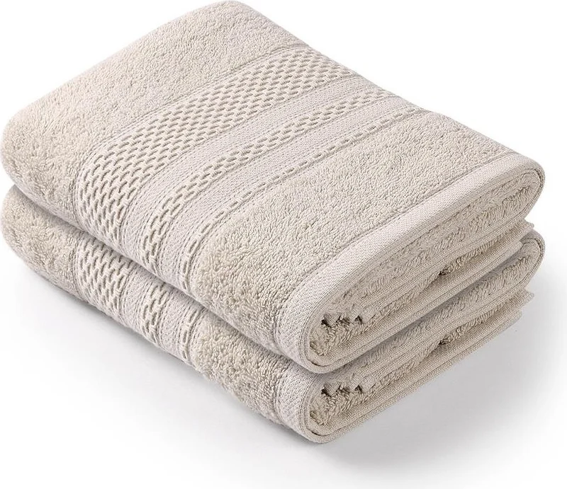 Bluenity Softy - Set of 2 Cotton Hand/Face Towels 50 x 90 cm Ecru