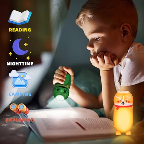 Hilngav 4 Pack Small Mini LED Flashlights for Kids Toddlers- Cute Small Animal Flashlight - 2 in 1 Camping Lantern Flashlight - Christmas Gifts Stocking Stuffers for Girls Boys Party Favors - Image 2