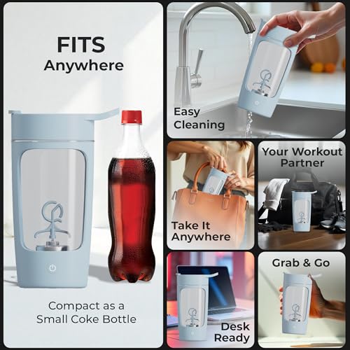 Autofy Electric Shaker for Gym Protein Shaker Bottle 100% Leakproof Design Multipurpose Use Coffee Lassi Milkshake BCAA Mixing Home Office Workout use *60 Mins Runtime* Anti-Skid Base (Blue - 650ml) - Image 4