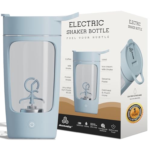Autofy Electric Shaker for Gym Protein Shaker Bottle 100% Leakproof Design Multipurpose Use Coffee Lassi Milkshake BCAA Mixing Home Office Workout use *60 Mins Runtime* Anti-Skid Base (Blue - 650ml) - Image 1